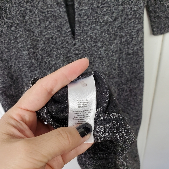 Talbots Petites Women's SP Heathered GrayTextured 3/4 Sleeve Boatneck Midi Dress - Picture 9 of 9